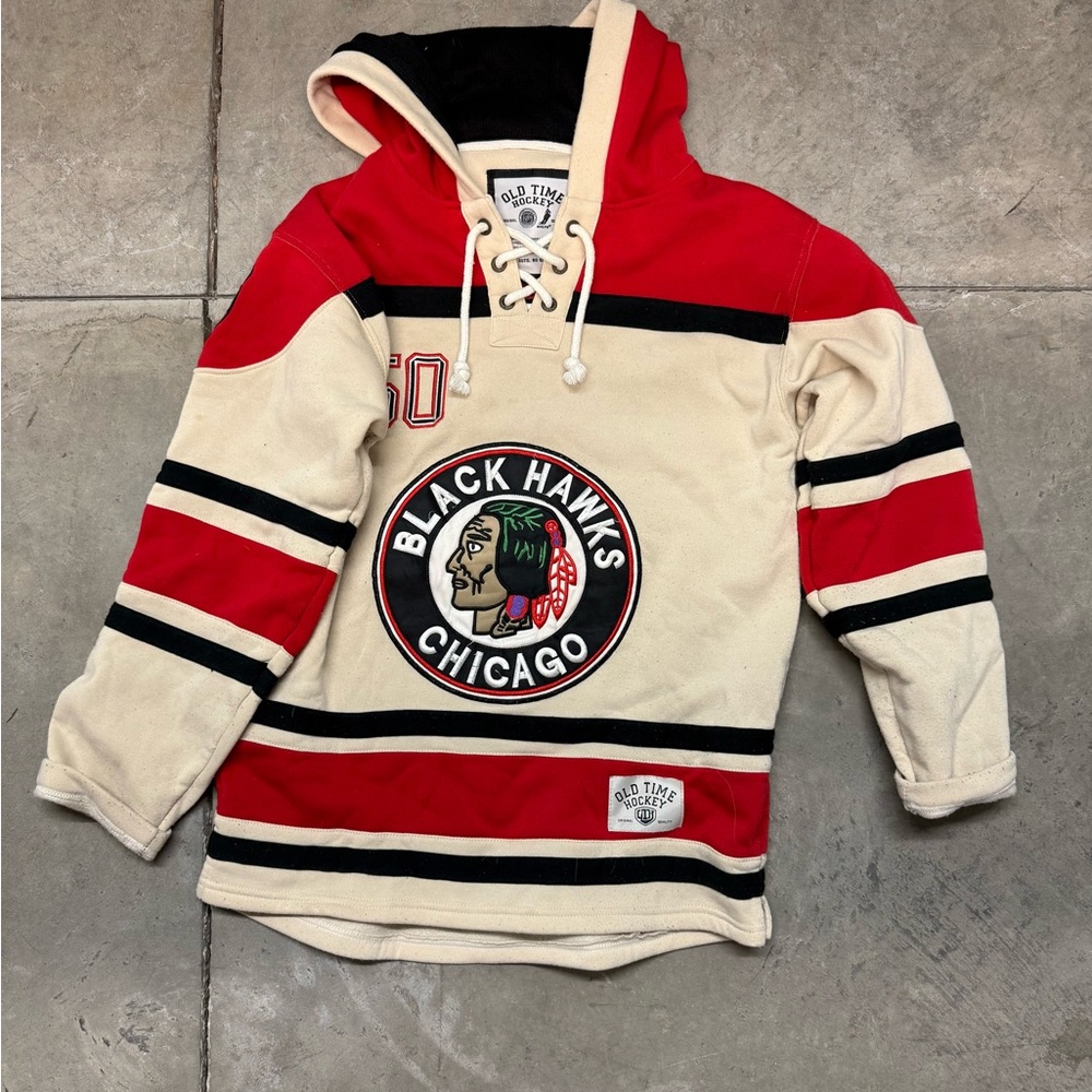 Red and Cream Blackhawks Hoodie